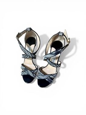 Jimmy Choo Black & White Strappy High Heel Sandals